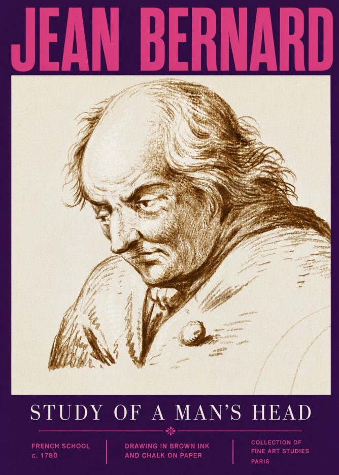 Jean Bernard Study of a Man's Head No5 - Plakat