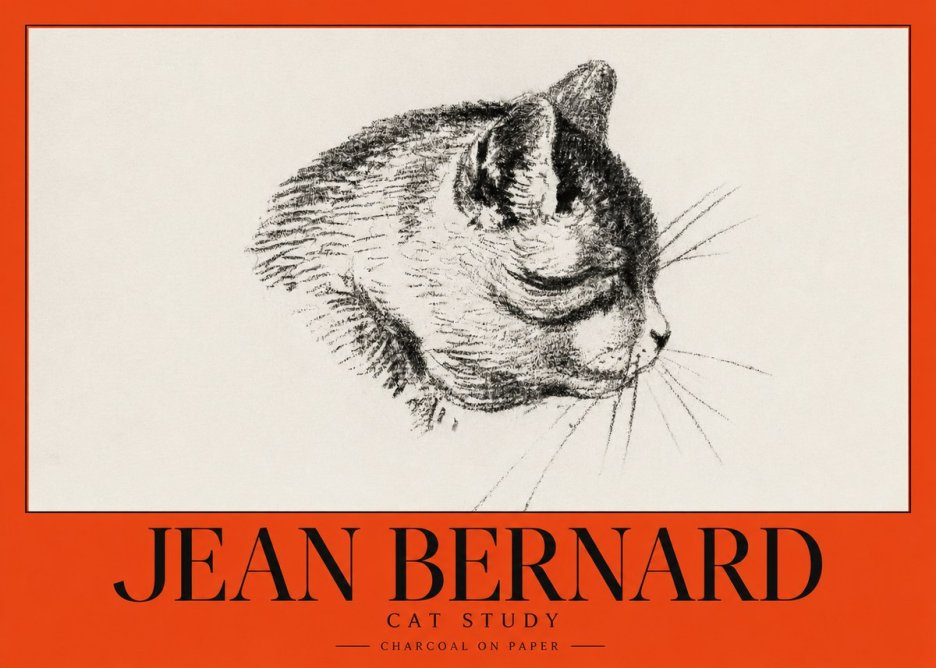 Jean Bernard Cat Study IV No3 - Plakat