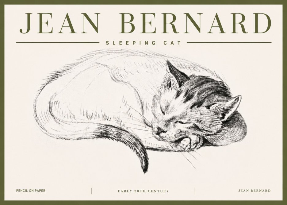 Jean Bernard Sleeping Cat IV No5 - Plakat