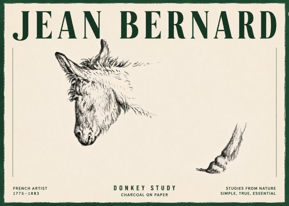Jean Bernard Study of a Donkey II No6 - Plakat
