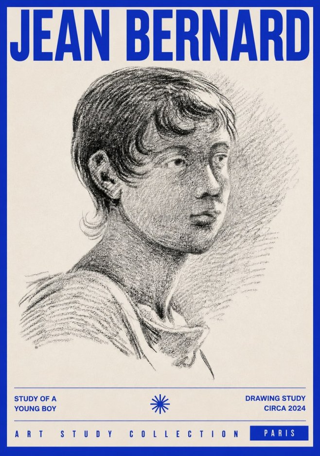 Jean Bernard Study of a Young Boy No2 - Plakat