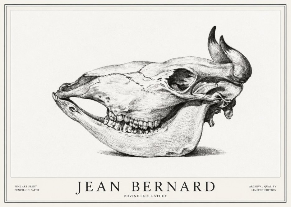 Jean Bernard Bovine Skull Study No1 - Plakat