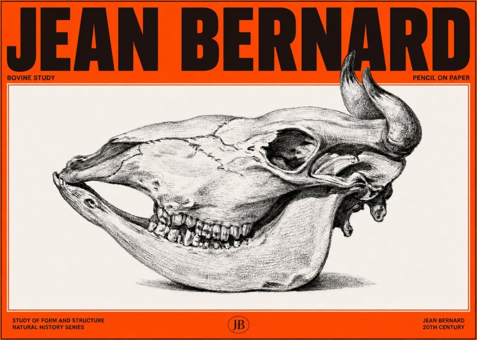Jean Bernard Bovine Skull Study No3 - Plakat