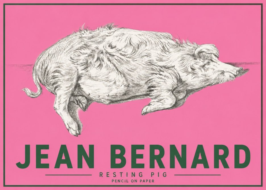 Jean Bernard Study of a Pig I No5 - Plakat
