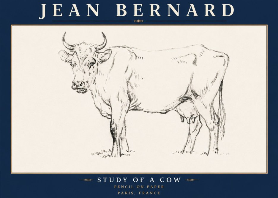 Jean Bernard Study of a Cow VI No6 - Plakat