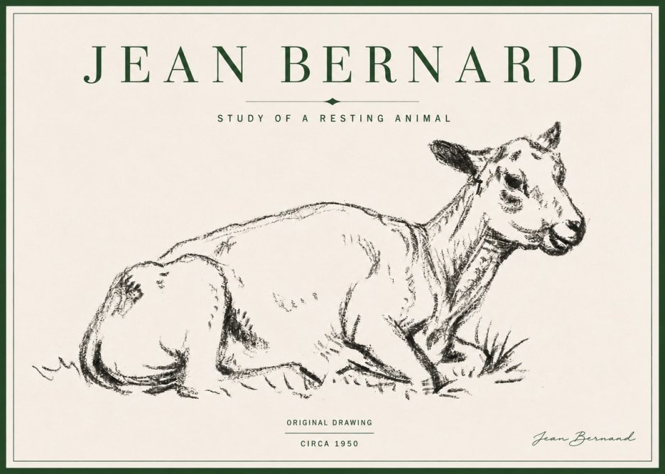 Jean Bernard Study of a Resting Animal No4 - Plakat