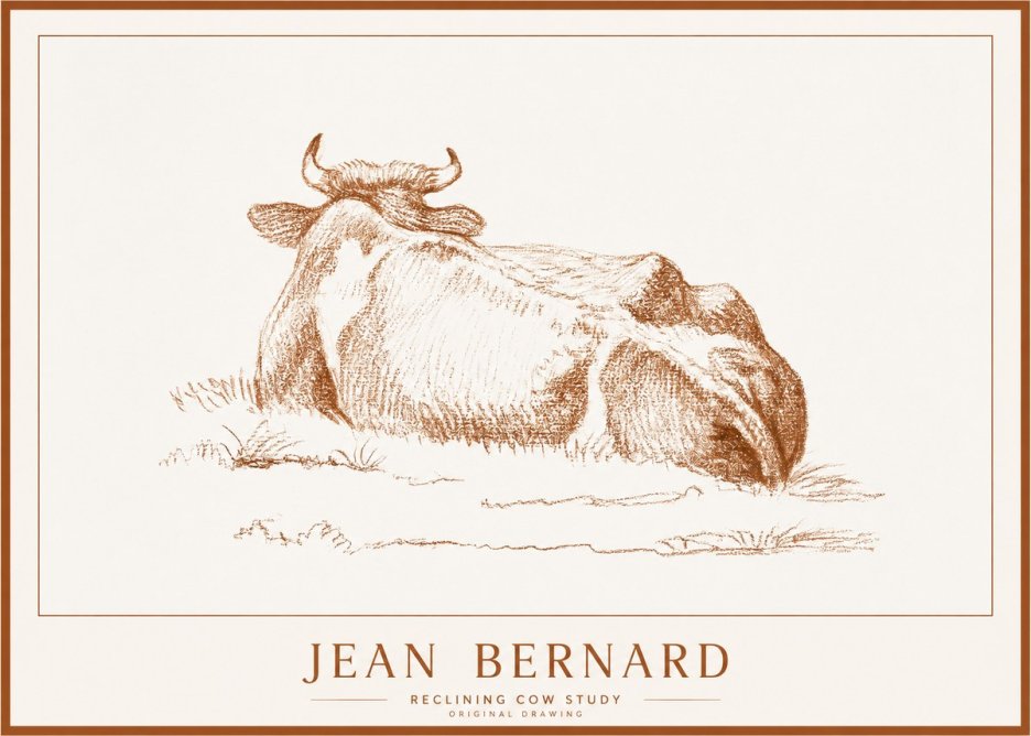 Jean Bernard Reclining Cow Study No1 - Plakat