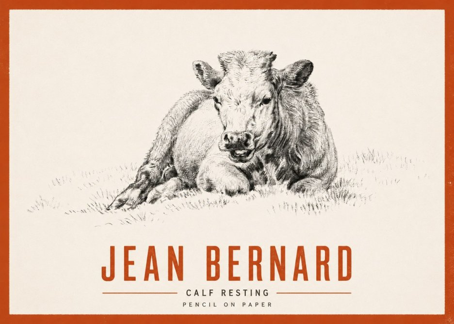 Jean Bernard Calf Resting No2 - Plakat