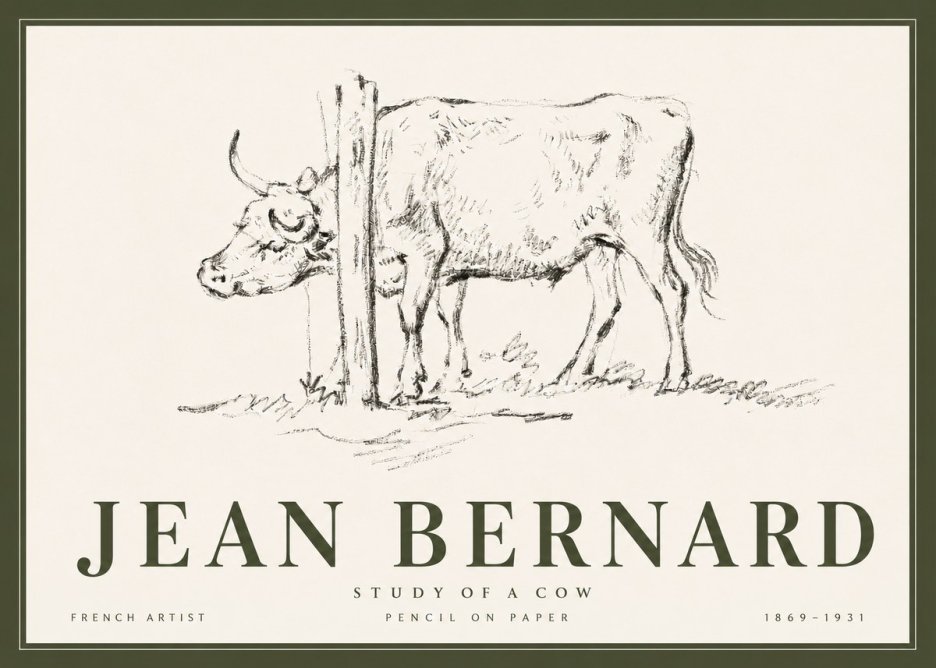 Jean Bernard Study of a Cow VII No6 - Plakat