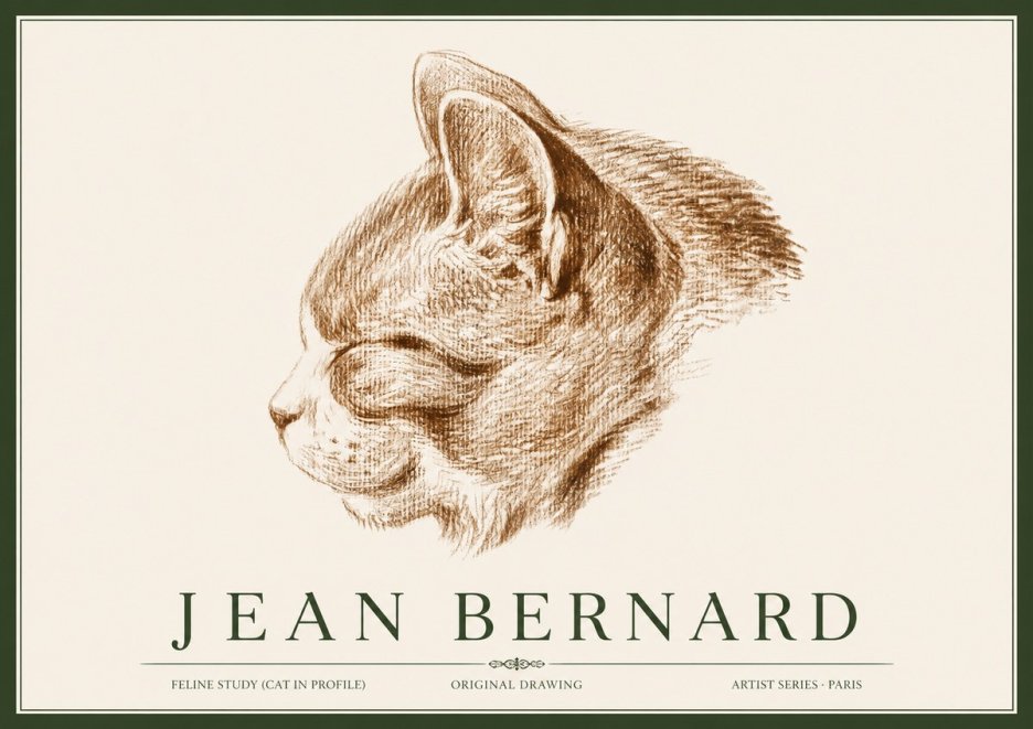 Jean Bernard Cat Study VI No4 - Plakat
