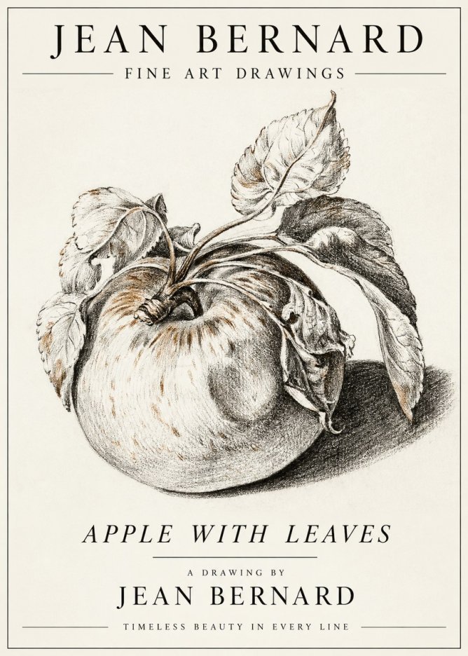 Jean Bernard Apple with Leaves No3 - Plakat