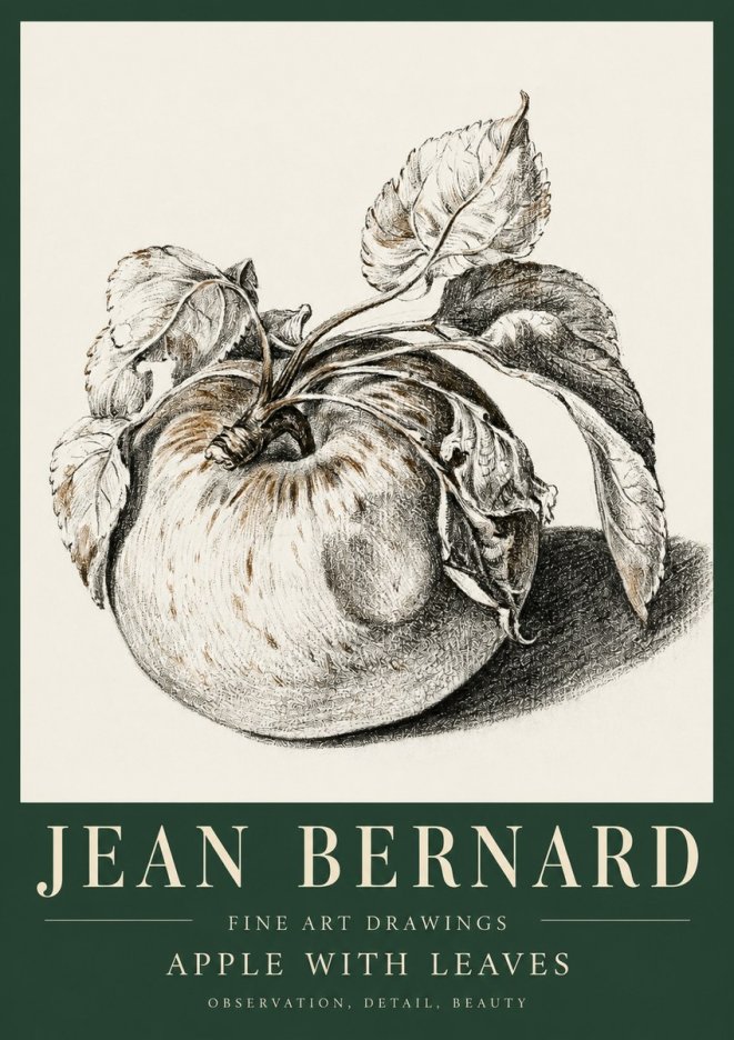 Jean Bernard Apple with Leaves No5 - Plakat