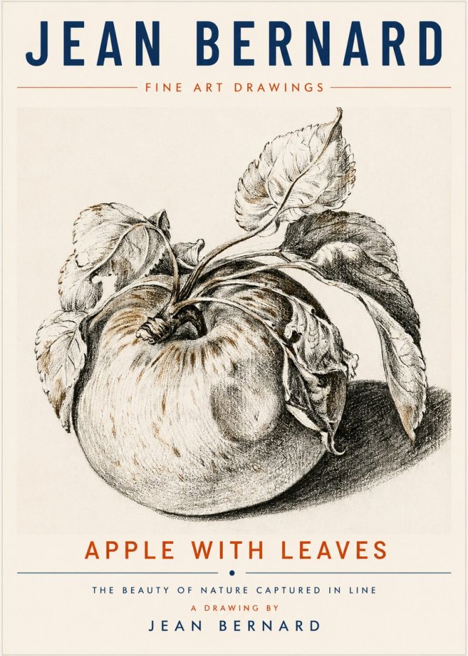 Jean Bernard Apple with Leaves No6 - Plakat