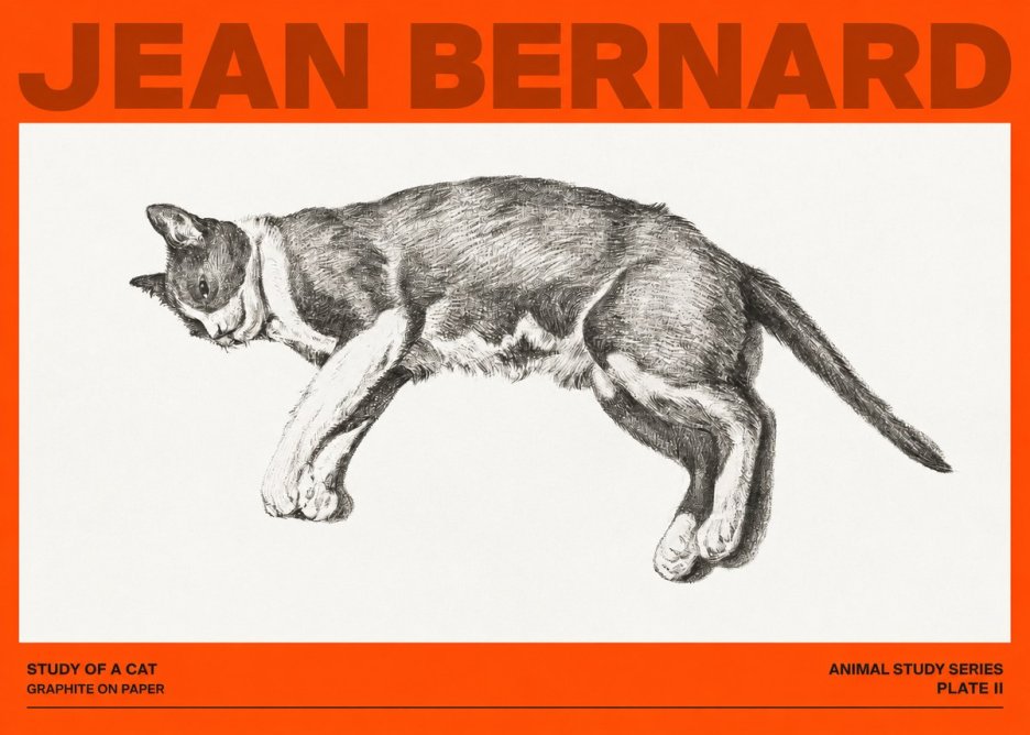 Jean Bernard Cat Study VII No4 - Plakat