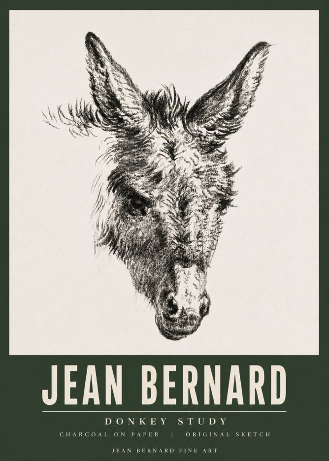 Jean Bernard Donkey Study IV No5 - Plakat