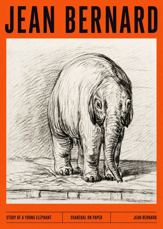 Jean Bernard Young Elephant No4 - Plakat