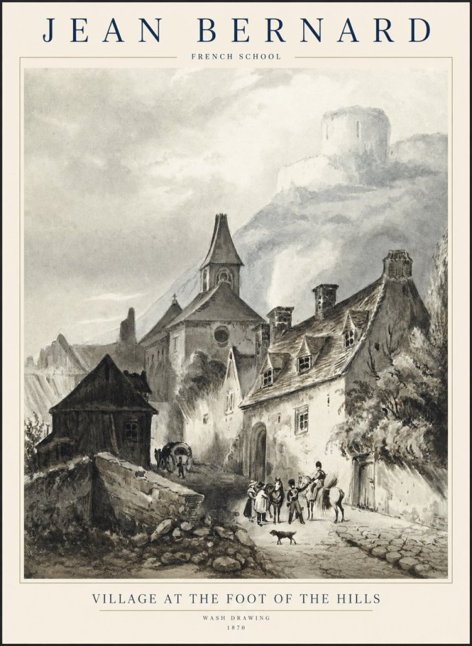 Jean Bernard Village at the Foot of the Hill No2 - Plakat