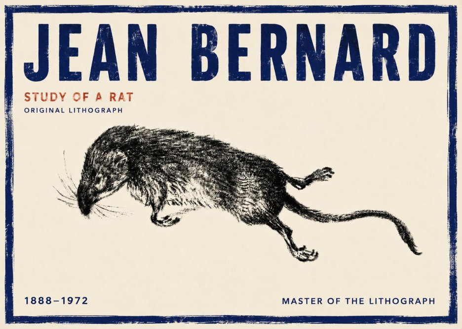 Jean Bernard Study of a Rat II No4 - Plakat