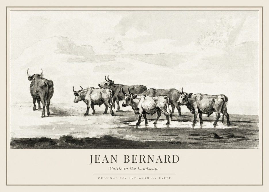 Jean Bernard Cattle in the Landscape No1 - Plakat