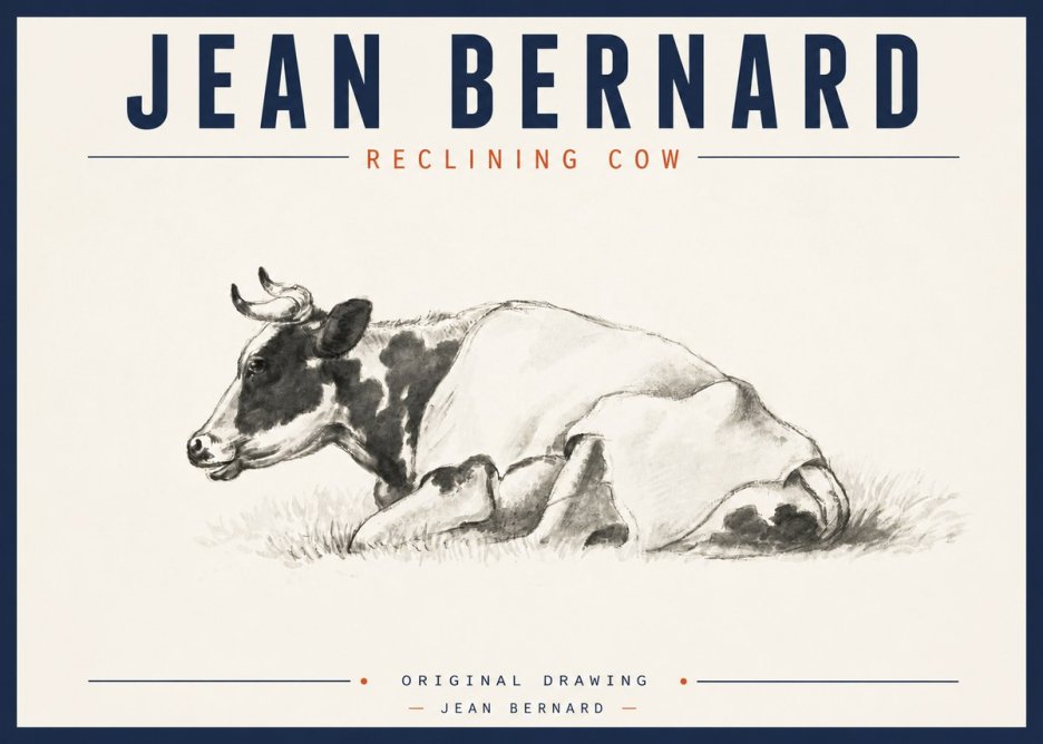 Jean Bernard Reclining Cow II No3 - Plakat