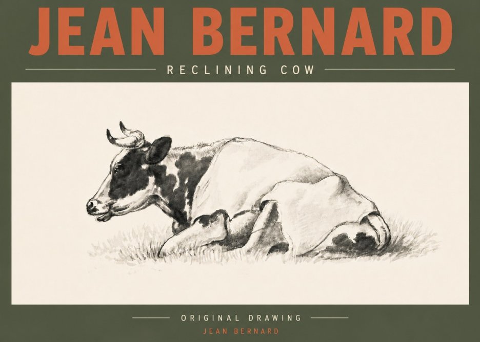 Jean Bernard Reclining Cow II No5 - Plakat