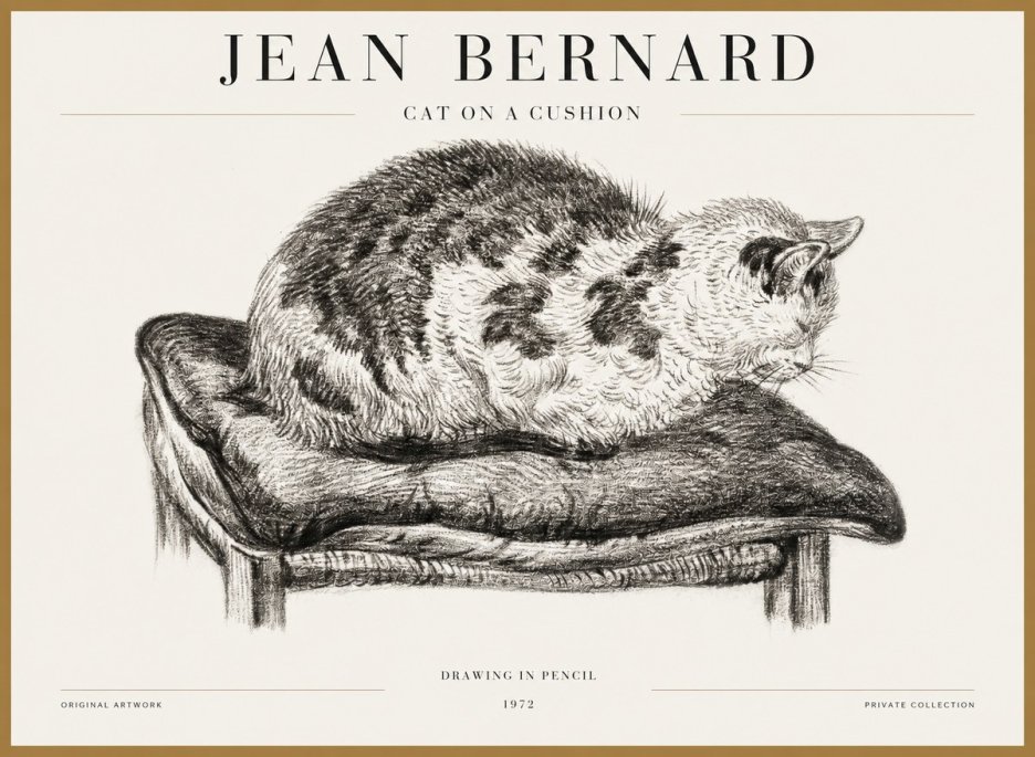 Jean Bernard Cat on a Cushion No5 - Plakat