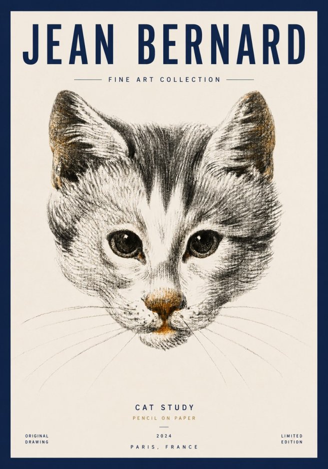Jean Bernard Cat Study IX No3 - Plakat