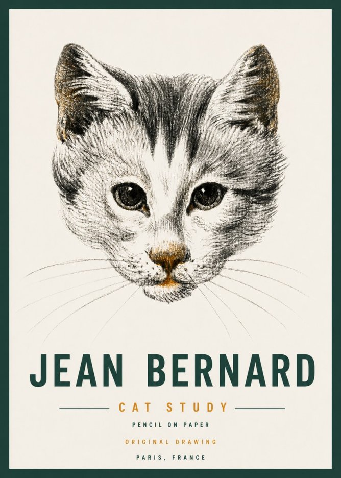 Jean Bernard Cat Study IX No4 - Plakat
