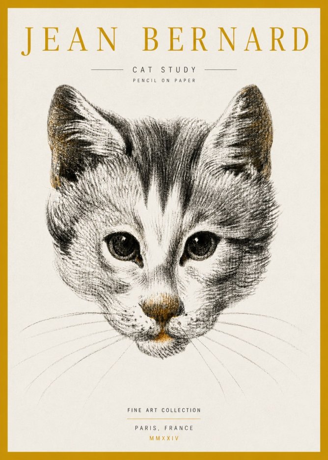 Jean Bernard Cat Study IX No5 - Plakat