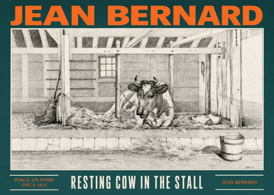 Jean Bernard Resting Cow in the Stall I No2 - Plakat