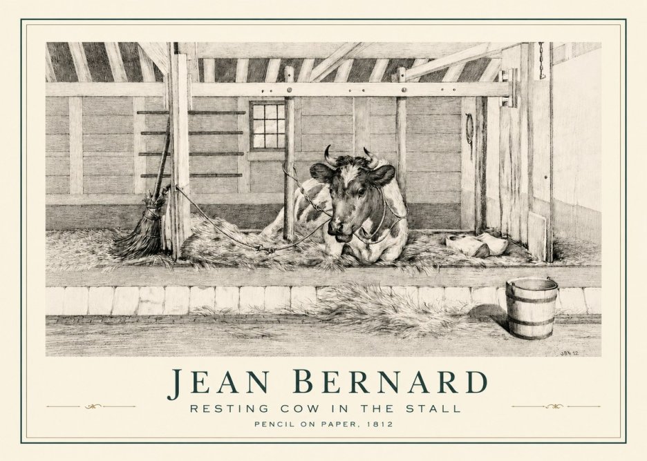 Jean Bernard Resting Cow in the Stall I No3 - Plakat