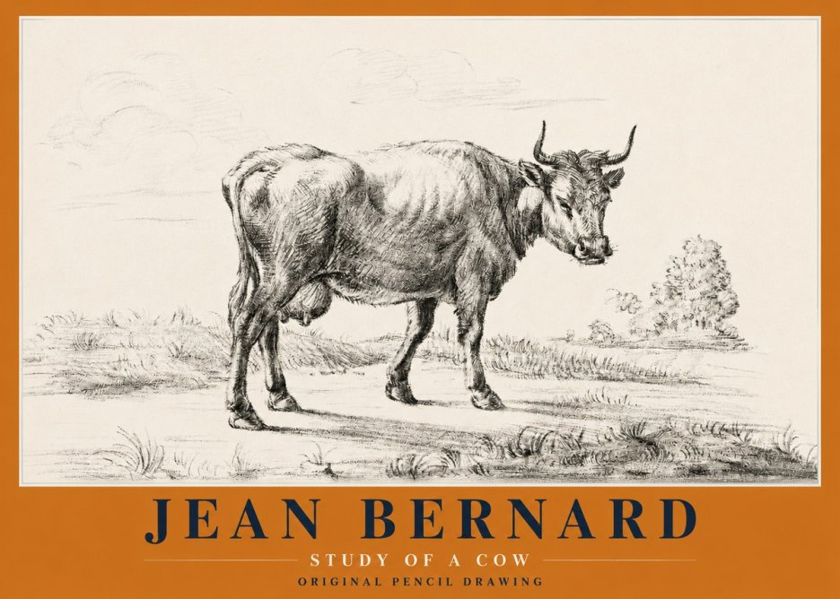 Jean Bernard Study of a Cow XII No2 - Plakat