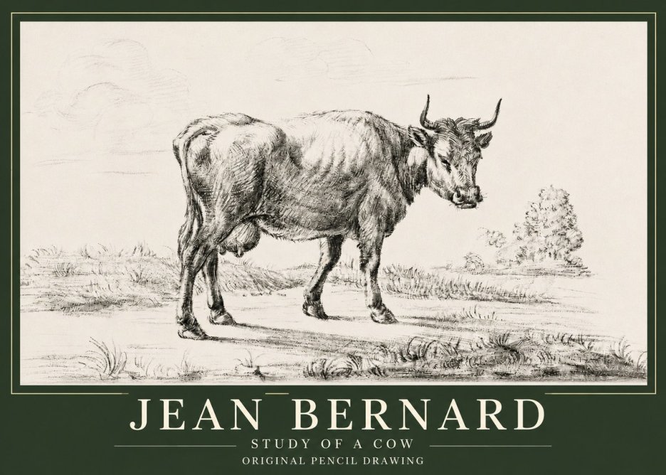 Jean Bernard Study of a Cow XII No3 - Plakat