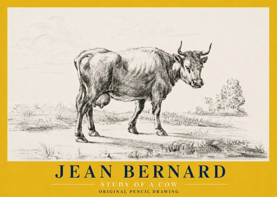 Jean Bernard Study of a Cow XII No4 - Plakat