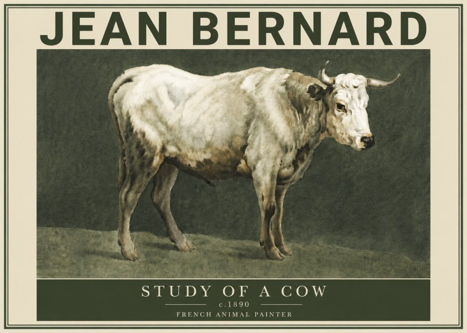Jean Bernard Study of a Cow C. 1890 No4 - Plakat