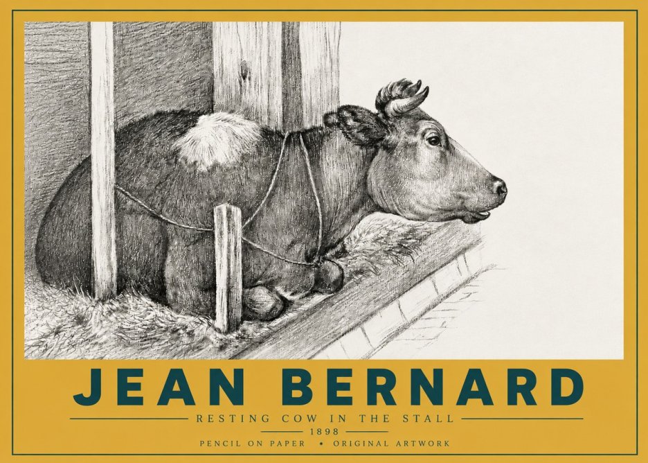 Jean Bernard Resting Cow in the Stall II No4 - Plakat