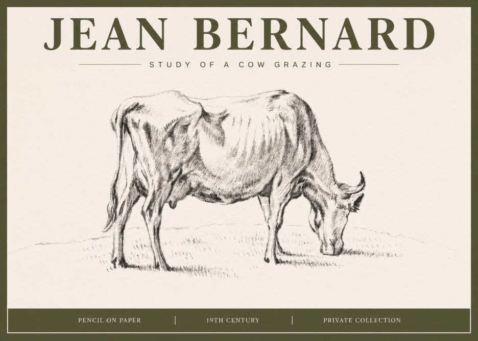 Jean Bernard Study of a Cow Grazing I No4 - Plakat