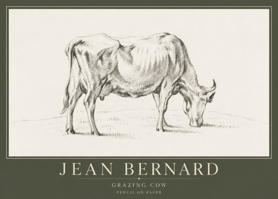 Jean Bernard Study of a Cow Grazing I No5 - Plakat