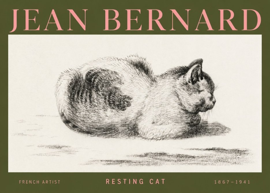 Jean Bernard Resting Cat No3 - Plakat