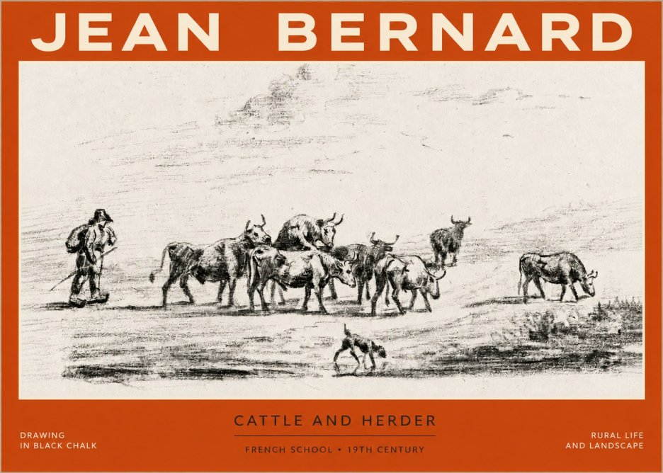 Jean Bernard Cattle and Herder No2 - Plakat