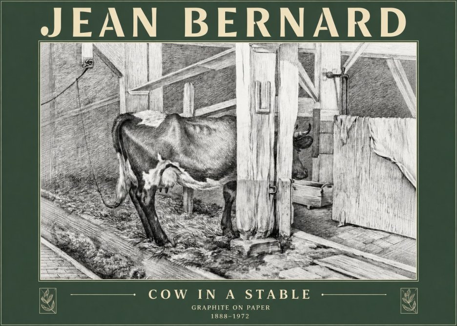 Jean Bernard Cow in a Stable No3 - Plakat