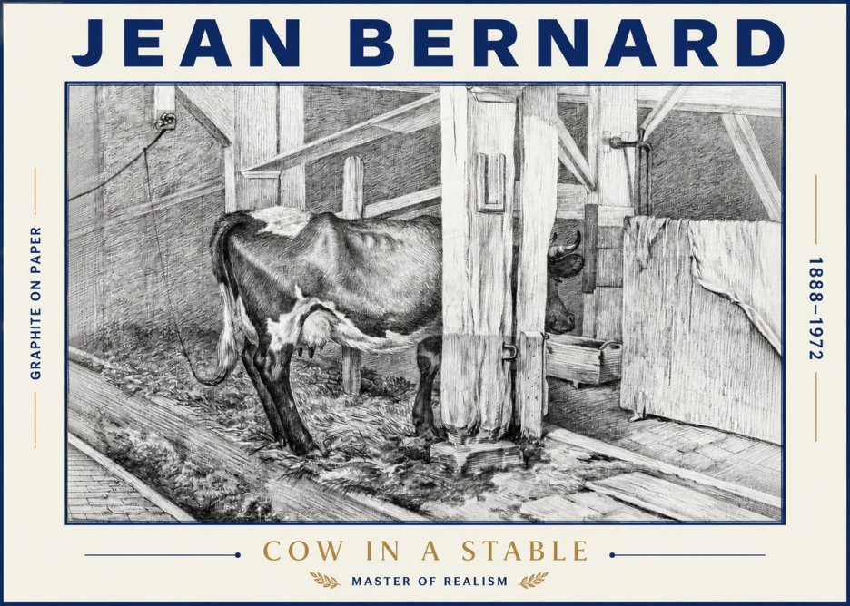 Jean Bernard Cow in a Stable No4 - Plakat