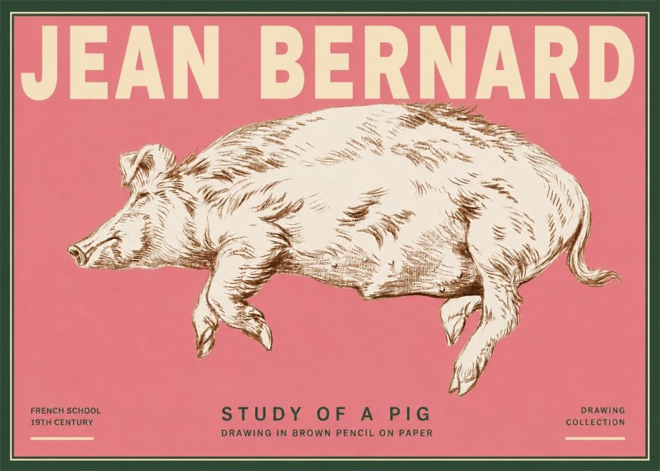 Jean Bernard Study of a Pig II No3 - Plakat