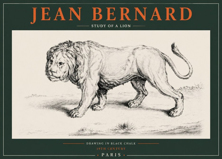 Jean Bernard Study of a Lion II No2 - Plakat
