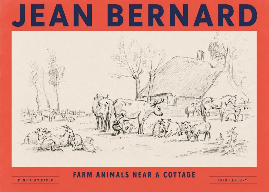 Jean Bernard Farmyard Scene No5 - Plakat