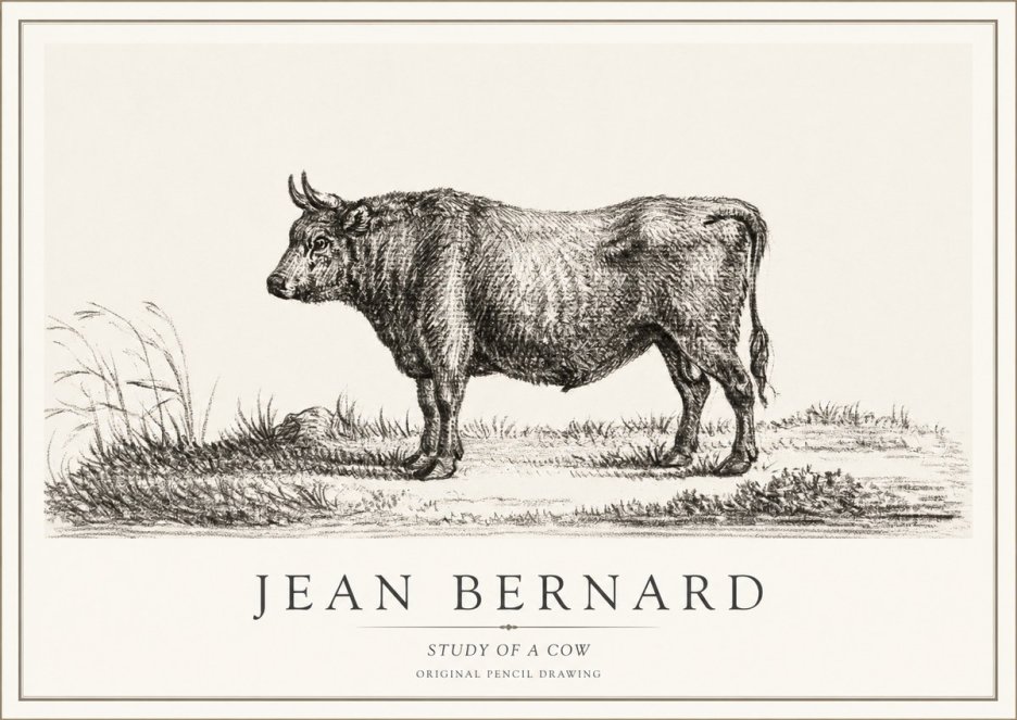 Jean Bernard Study of a Cow XIII No1 - Plakat