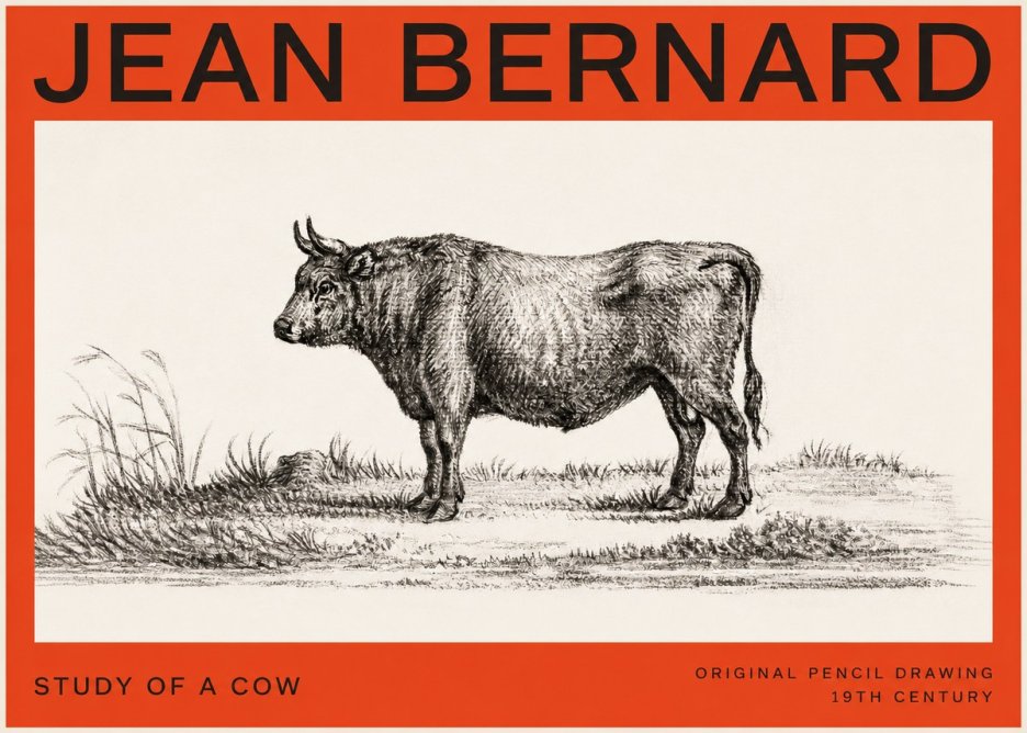 Jean Bernard Study of a Cow XIII No4 - Plakat