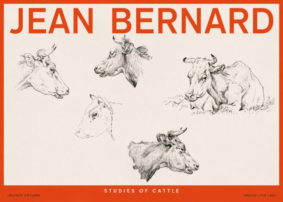 Jean Bernard Studies of Cows I No6 - Plakat