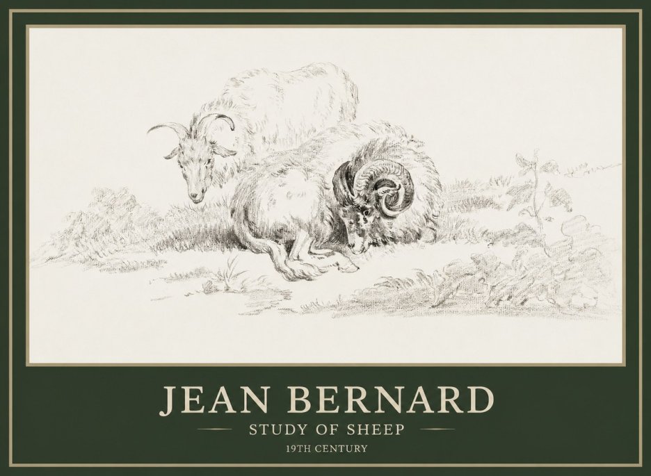 Jean Bernard Study of Sheep No1 - Plakat