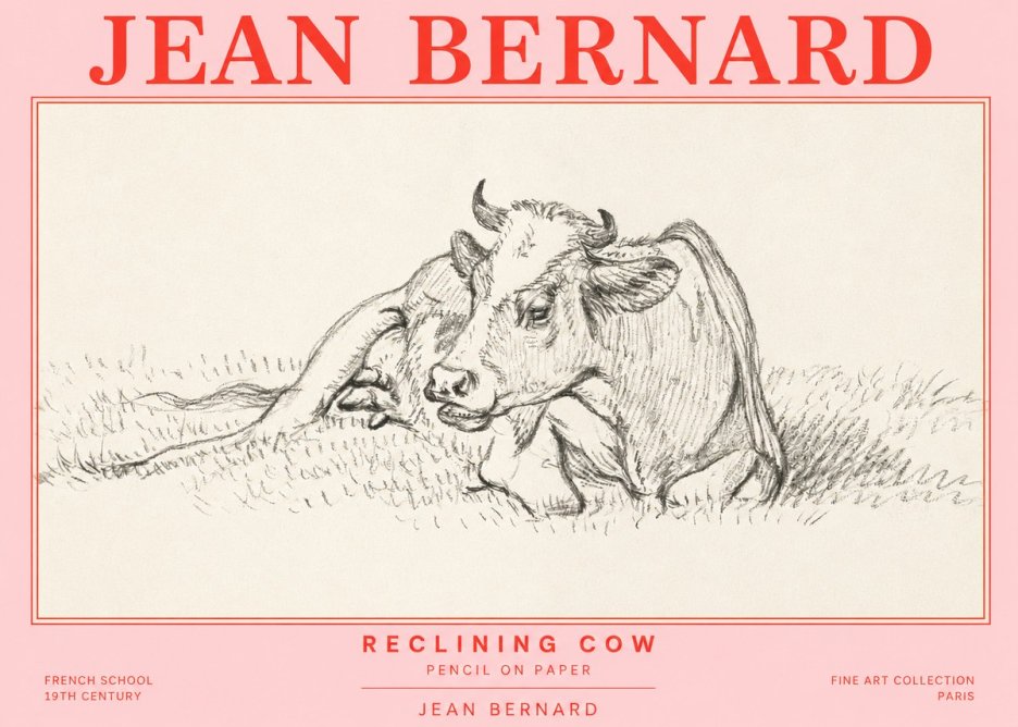 Jean Bernard Reclining Cow III No2 - Plakat